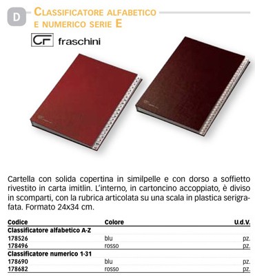 Classificatore Numerico 1-12 Fraschini Rosso - 24x34cm Con 12 Scomparti