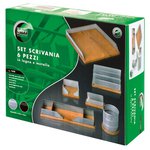 Set da scrivania in rete metallica e legno