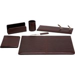 Servizio scrittoio in pelle fiore cognac