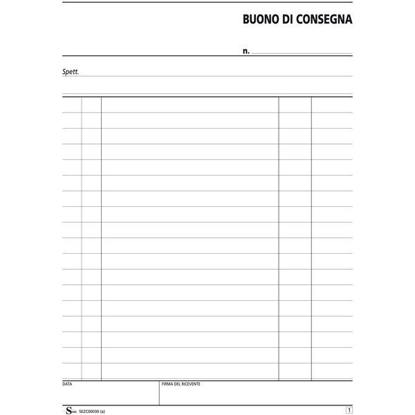 Blocco buoni di consegna