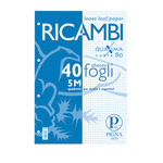 Ricambi forati Quaxima - A5 - quadretti 5 mm - 80gr - 40 fogli - Pigna