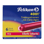 Cartucce inchiostro 4001 (TP/6)  - lunghezza 39mm - rosso - Pelikan  - conf. 6 pezzi