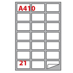 Etichetta adesiva A410 - permanente - 63,5x38,1 mm - 21 etichette per foglio - bianco - Markin - scatola 100 fogli A4