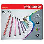 Pennarelli Pen 68 astucci e rotoli - 20 colori - Stabilo - scatola in metallo 20 pennarelli