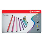 Pennarelli Pen 68 astucci e pennarelli - 40 colori - Stabilo - scatola in metallo 40 pennarelli