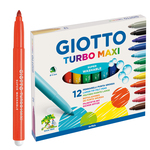 Pennarelli Turbo Maxi - punta ø5mm - colori assortiti - Giotto - astuccio 12 pezzi