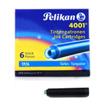 Cartucce inchiostro 4001 (TP/6) -  lunghezza 39mm - turchese - - Pelikan - scatola 6 cartucce