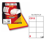 Etichetta adesiva C512 - permanente - 105x74 mm - 8 etichette per foglio - giallo - Markin - scatola 100 fogli A4