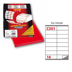 Etichetta adesiva C501 - permanente - 105x36 mm - 16 etichette per foglio - rosso - Markin - scatola 100 fogli A4