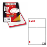 Etichetta adesiva C540 - permanente - 105x99 mm - 6 etichette per foglio - bianco - Markin - scatola 100 fogli A4