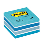 Blocco foglietti Cubo - 76 x 76mm - azzurro pastello, blu smeraldo, blu cielo, blu ultra, bianco - 450 fogli - Post it®