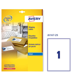 Etichetta adesiva J8167 Avery - bianco - adatta a stampanti inkjet - 199.6x289.1 mm - 1 etichetta per foglio - conf. 25 fogli A4