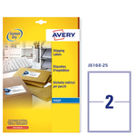 Etichetta adesiva J8168 Avery - bianco - adatta a stampanti inkjet - 199.6x143.5 mm - 2 etichette per foglio - conf. 25 fogli A4