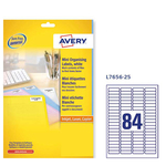 Etichette adesive L7656 - bianche - A4 - 46 x 11,1mm (84et/fg) - inkjet/laser - Avery - conf. 25fg