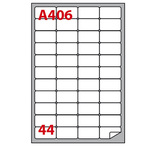 Etichetta adesiva A406 - permanente - 47,5x25,5 mm - 44 etichette per foglio - bianco - Markin - scatola 100 fogli A4