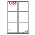 Etichetta adesiva A455 - permanente - 99,1x93,1 mm - 6 etichette per foglio - bianco - Markin - scatola 100 fogli A4