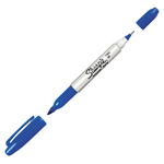 Marcatore Permanente Twin tip doppia punta - una punta fine 1,0mm - una punta extra fine 0,5mm - blu - Sharpie