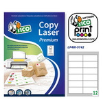 Etichetta adesiva Copy Laser LP4W - permanente - 97x42,3 mm - 12 etichette per foglio - bianco - Tico - conf. 100 fogli A4