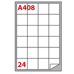 Etichetta adesiva A408 - permanente - 47,5x46,5 mm - 24 etichette per foglio - bianco - Markin - scatola 100 fogli A4