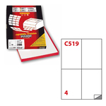 Etichetta adesiva C519 Extra Forte - permanente - 105x148 mm - 4 etichette per foglio - bianco - Markin - scatola 100 fogli A4