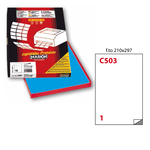 Etichetta adesiva C503 - permanente - 210x297 mm - 1 etichetta per foglio - blu - Markin - scatola 100 fogli A4