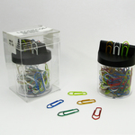Fermagli colorati metallizzati N.4 - lunghezza 32 mm - colori assortiti - Molho Leone - dispenser magnetico da 60 fermagli