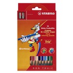 Stabilo Trio Maxi - Ømina 4,2mm - colori assortiti - Stabilo - astuccio 12 colori con temperino