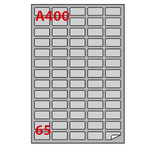 Etichetta adesiva a/400 argento 100fg A4 laser 38,1x21,2mm (65et/fg) markin