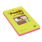 Blocco foglietti Post it® Super Sticky rettangolari - a righe - colori Ultra - 127 x 203mm - 45 fogli - Post it®