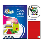 Etichetta adesiva LP4F - permanente - 200x142 mm - 2 etichette per foglio - rosso fluo - Tico - conf. 70 fogli A4