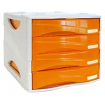 Cassettiera Smile - 29x38x25,5 cm - 4 cassetti da 5 cm - grigio/arancio trasparente - Arda
