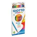 Pastelli colorati Stilnovo - Lunghezza 18cm e mina 3,3mm - Giotto - astuccio 12 colori