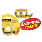 Nastro biadesivo Scotch® 665 - in chiocciola - 6,3 mt x 12 mm - trasparente - Scotch® - Promo Pack 10+2 pezzi