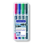 Pennarelli Lumocolor Permanent Duo 348 - una punta 0,6mm - una punta 1,5mm - astuccio 4 colori - Staedtler