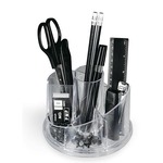 Desk set girevole portatutto - plexiglass - 13x16x12 cm - accessori inclusi - trasparente - Niji Italiana