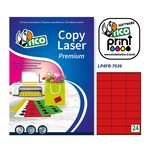 Etichetta adesiva LP4F - permanente - 70x36 mm - 24 etichette per foglio - rosso fluo - Tico - conf. 70 fogli A4