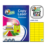 Etichetta adesiva LP4F - permanente - 70x36 mm - 24 etichette per foglio - giallo fluo - Tico - conf. 70 fogli A4