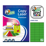 Etichetta adesiva LP4F - permanente - 70x36 mm - 24 etichette per foglio - verde fluo - Tico - conf. 70 fogli A4