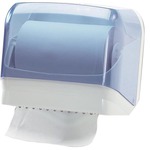 Dispenser per asciugamani in rotolo/fogli - 30x19,5x25,1 cm - plastica - bianco/azzurro trasparente - Mar Plast