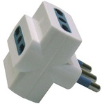 Adattatore triplo bianco con spina 2p+t 16a - 3 prese bipasso 10/16a