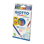 Pastelli colorati Stilnovo - lunghezza 18cm e mina 3,3mm - cancellabile con gomma - Giotto - astuccio 10 colori