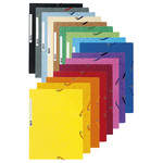 Cartellina con elastico - cartoncino lustrè - 3 lembi - 400 gr - 24x32 cm - mix 10 colori - Exacompta
