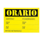 Cartello in cartoncino ORARIO DALLE&ALLE... - 23x32 cm - giallo - CWR