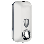 Dispenser Soft Touch per sapone liquido - 10,2x9x21,6 cm - capacità 0,55 L - bianco - Mar Plast