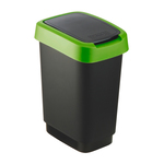 Pattumiera con coperchio basculante - 33,3x25,2x47,6 cm - PPL - 25 L - nero/verde - Rotho