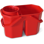 Secchio a doppia vasca con strizzatore - PPL riciclabile - 15 L - rosso - In Factory