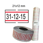 Rotolo da 1000 etichette per Printex Smart - 21x12 mm - adesivo permanente - bianco con righe rosse - Pack 10 rotoli