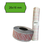 Pack 10 rotoli 1000 etich. 26x16mm onda verde perm. printex