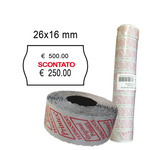 Rotolo da 1000 etichette a onda per Printex Smart 16/2616 - SCONTATO - 26x16 mm - adesivo permanente - bianco - Pack 10 rotoli