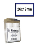 Rotolo da 600 etichette per Printex Z 17 - 26x19 mm - adesivo permanente - bianco - cornice blu - Pack 10 rotoli